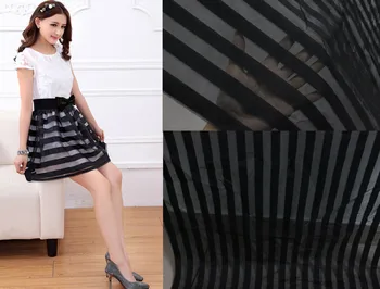 

black lace fabric Stripe transparent yarn jacquard lace fabric organza puff skirt lace fabric 150cm wide 2 yards/Lot
