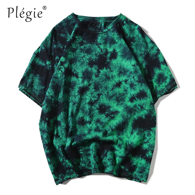 Goedkoop Plegie tie dye t shirt Unisex Hip Hop T shirt 2020 Zomer Ronde Hals losse T shirts футболка 100% katoen Tee Shirts 5 kleuren