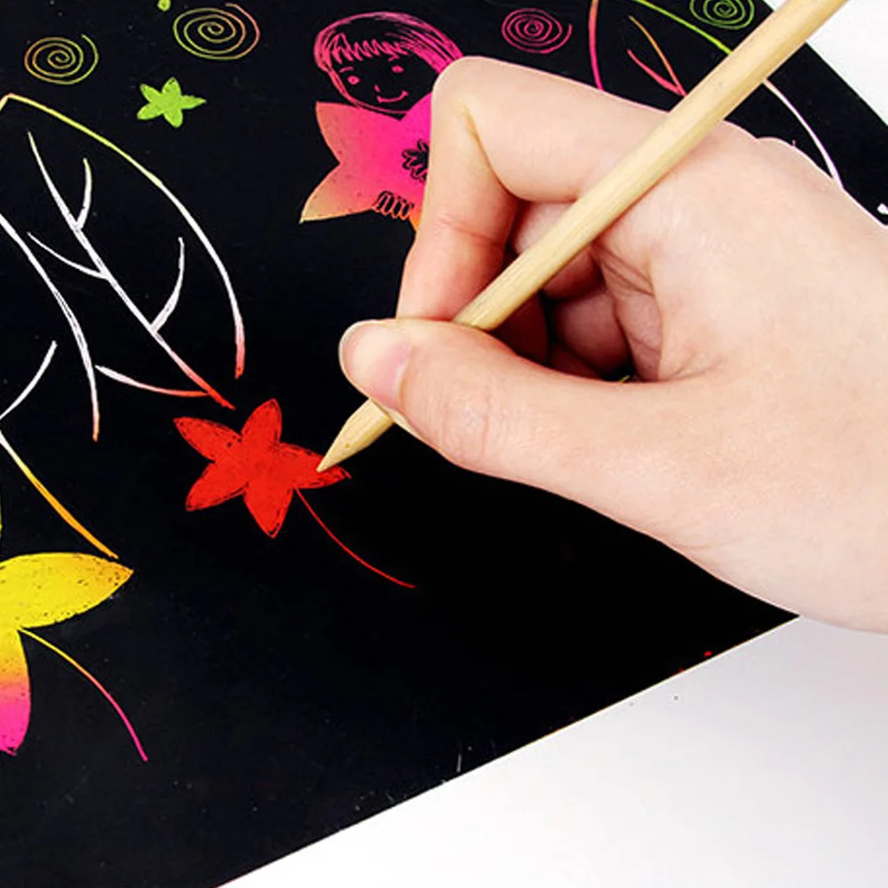 Enjoybay 10pcs Magic Color Scratch Art Paper 4K 8K 16K Coloring Cards Scraping Drawing Paper Educational Painting Toy for Kids