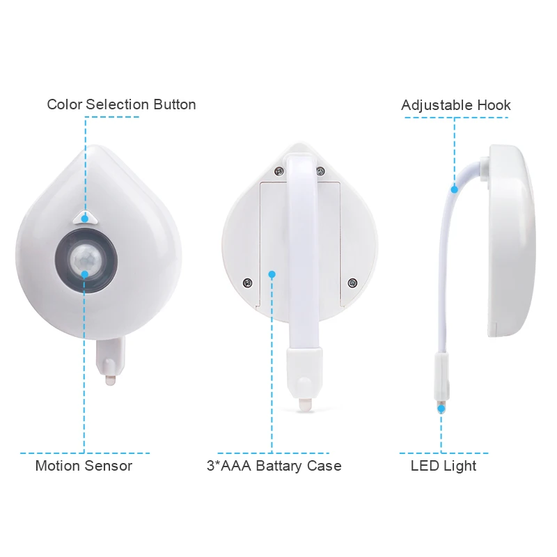 Умный Ночной светильник с датчиком, активированная Туалетная лампа, 8 цветов, подсветка унитаза, светодиодный светильник, ночник, PIR ночник, светильник
