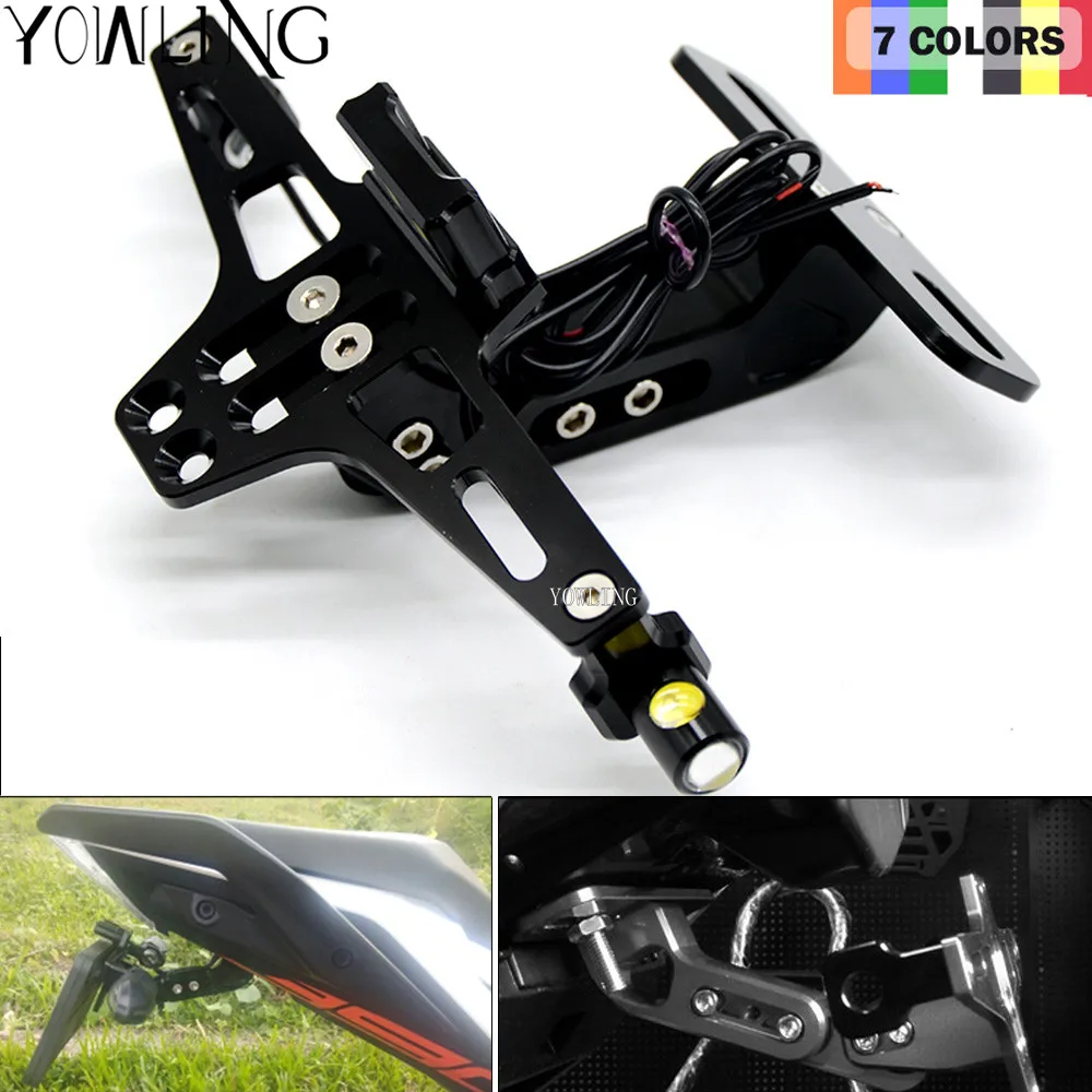 Motorcycle Accessories CNC Rear License Plate Mount Holder with LED