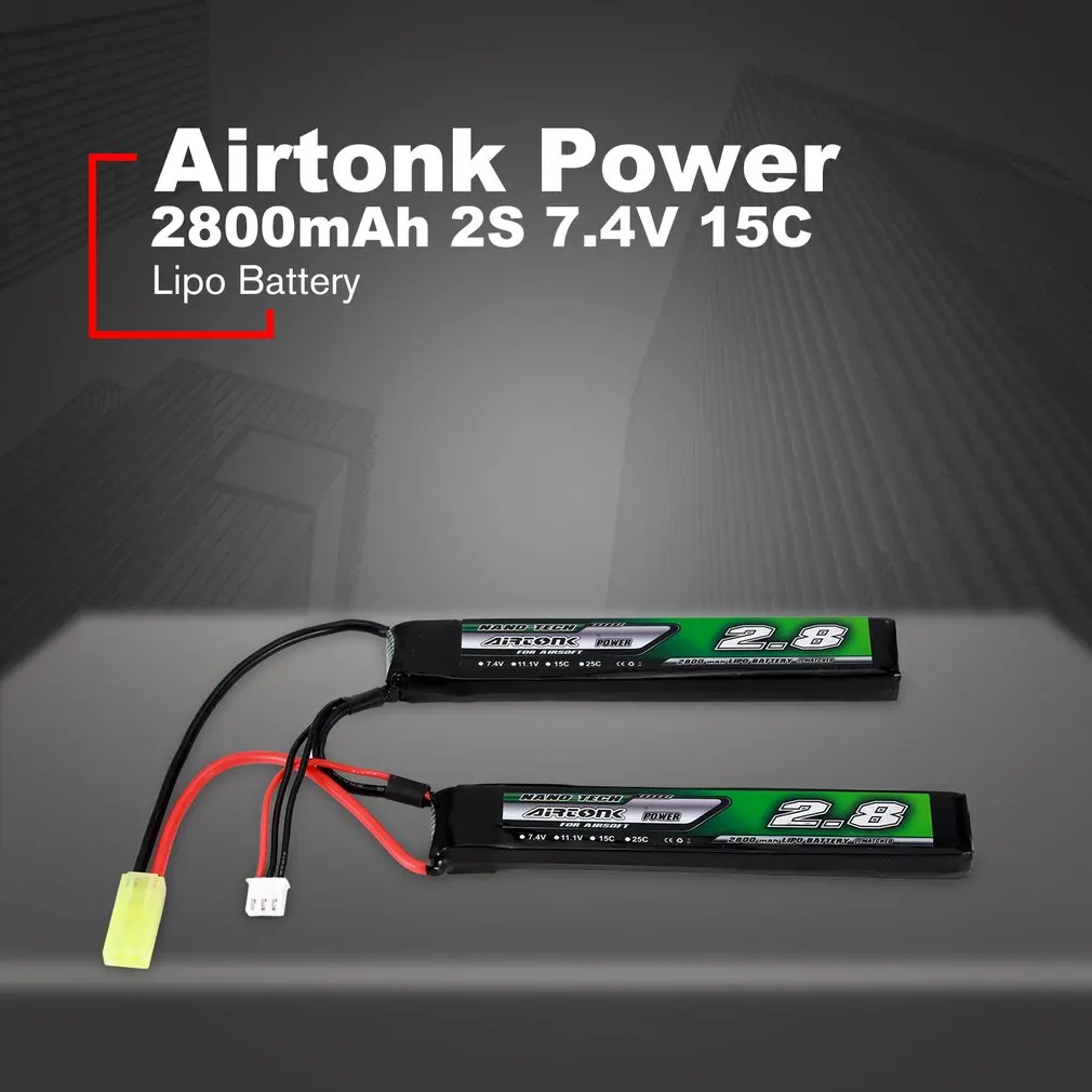 

Airtonk Power 7.4V 2800mAh 15C 2S /3S 11.1V 15CLipo Battery Mini Tamiya Plug Rechargeable Double Cell for Model Gun Toy Boy Gift