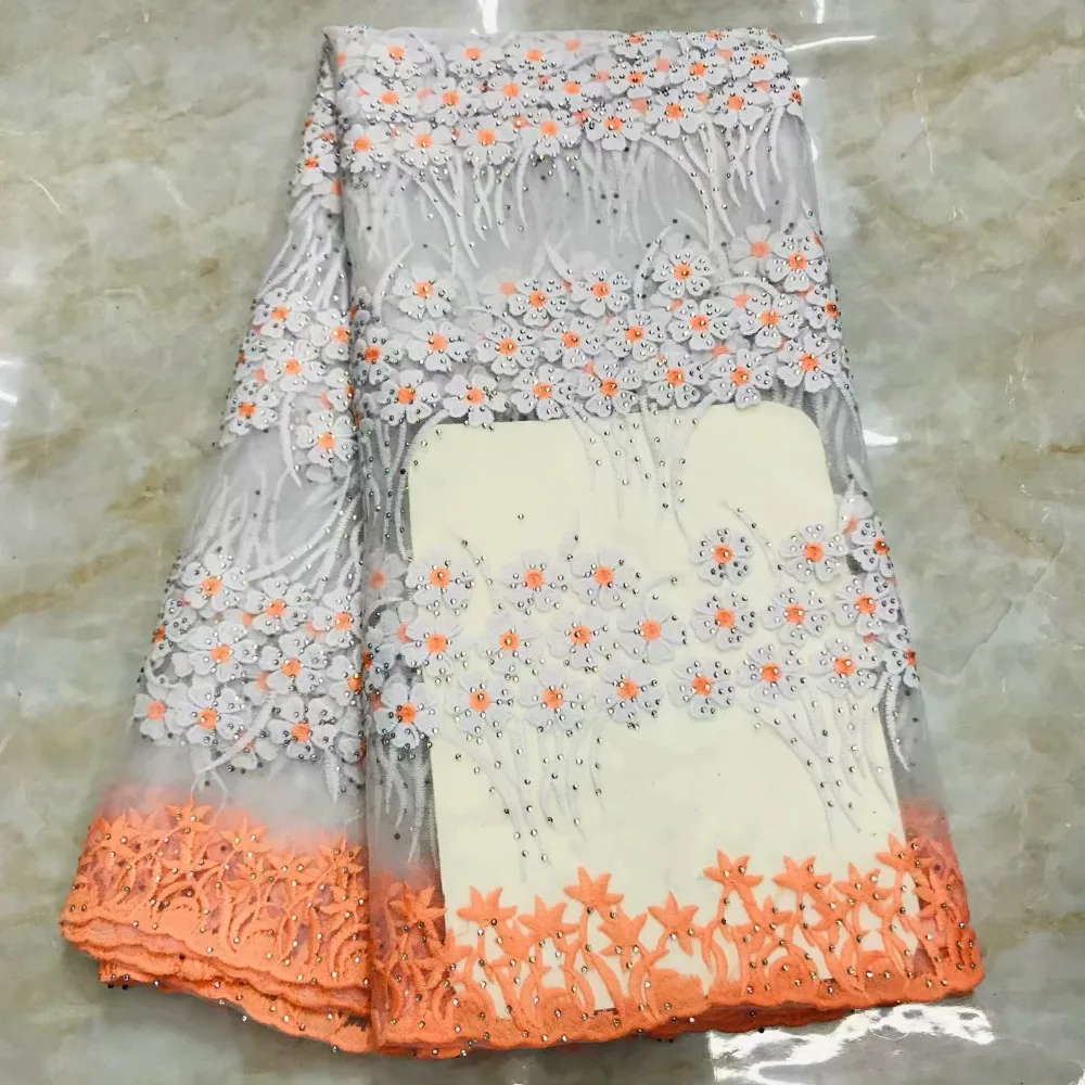 

New Designs African French Lace Fabric High Quality Nigeria French Net Lace 2019 With Stones and Beaded For Women