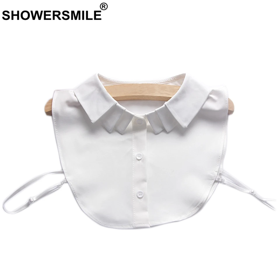 

SHOWERSMILE Women Fake Collar Shirt White Detachable Collar Female Removable Solid Chiffon Fashion Sweaters Lapel False Collar