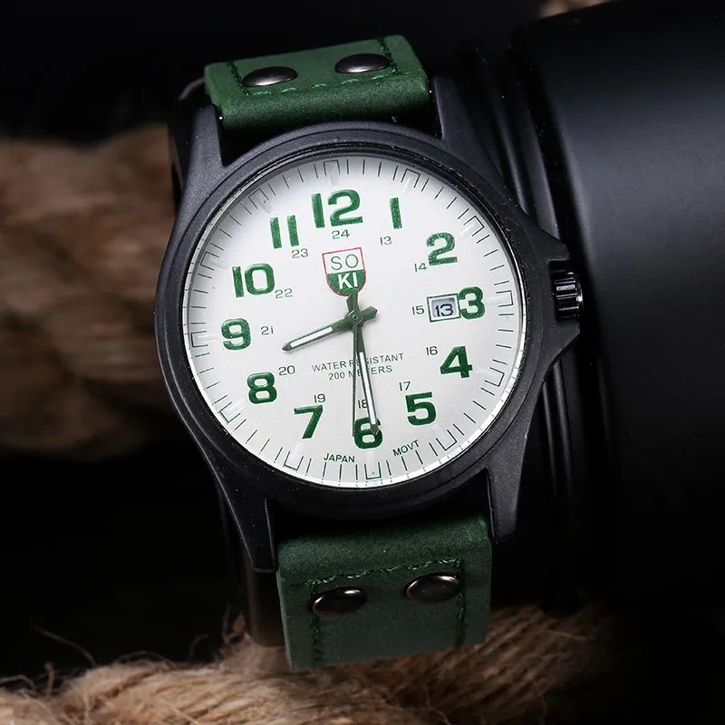Мужские часы модные повседневные кварцевые деловые часы люксовый бренд кожаные автоматические винтажные классические водонепроницаемые ремешок для свиданий Army H5