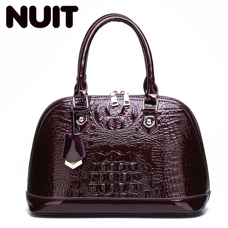 

Women's Women Bag Luxury High Quality Patent Leather Fashion Crocodile Pattern OL Handbag Simple Shoulder Messenger Bag Bolsos
