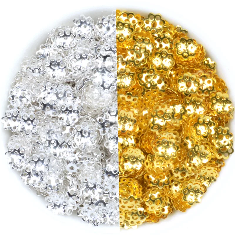 Approx 300pcs(6~16mm) Gold Silver Color Alloy Beads Caps End Cord Tassel Charms For jewelry Making DIY Accessories | Украшения и