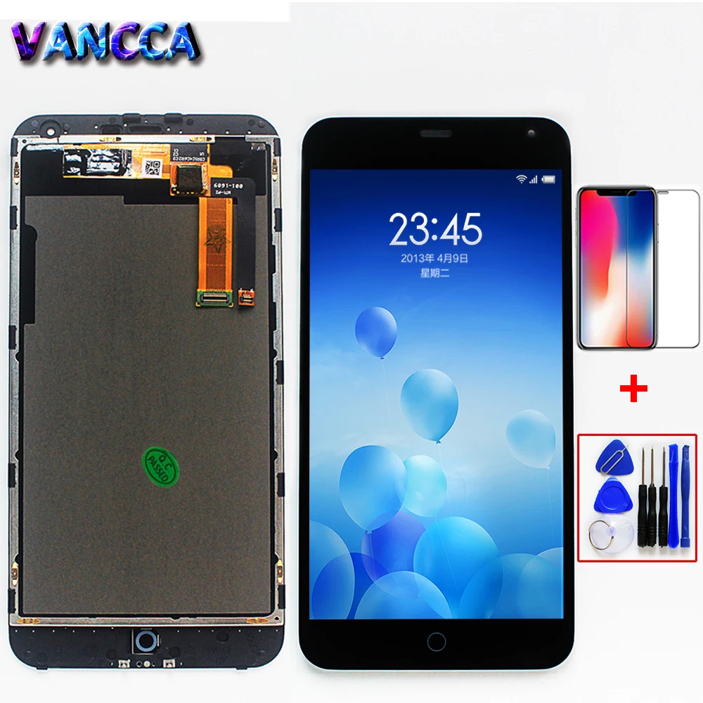

100% Tested LCD display for Meizu M1 Note 5.5 inch 1920*1080 Touch screen digitizer Assembly Black Color Frame with Free Tools