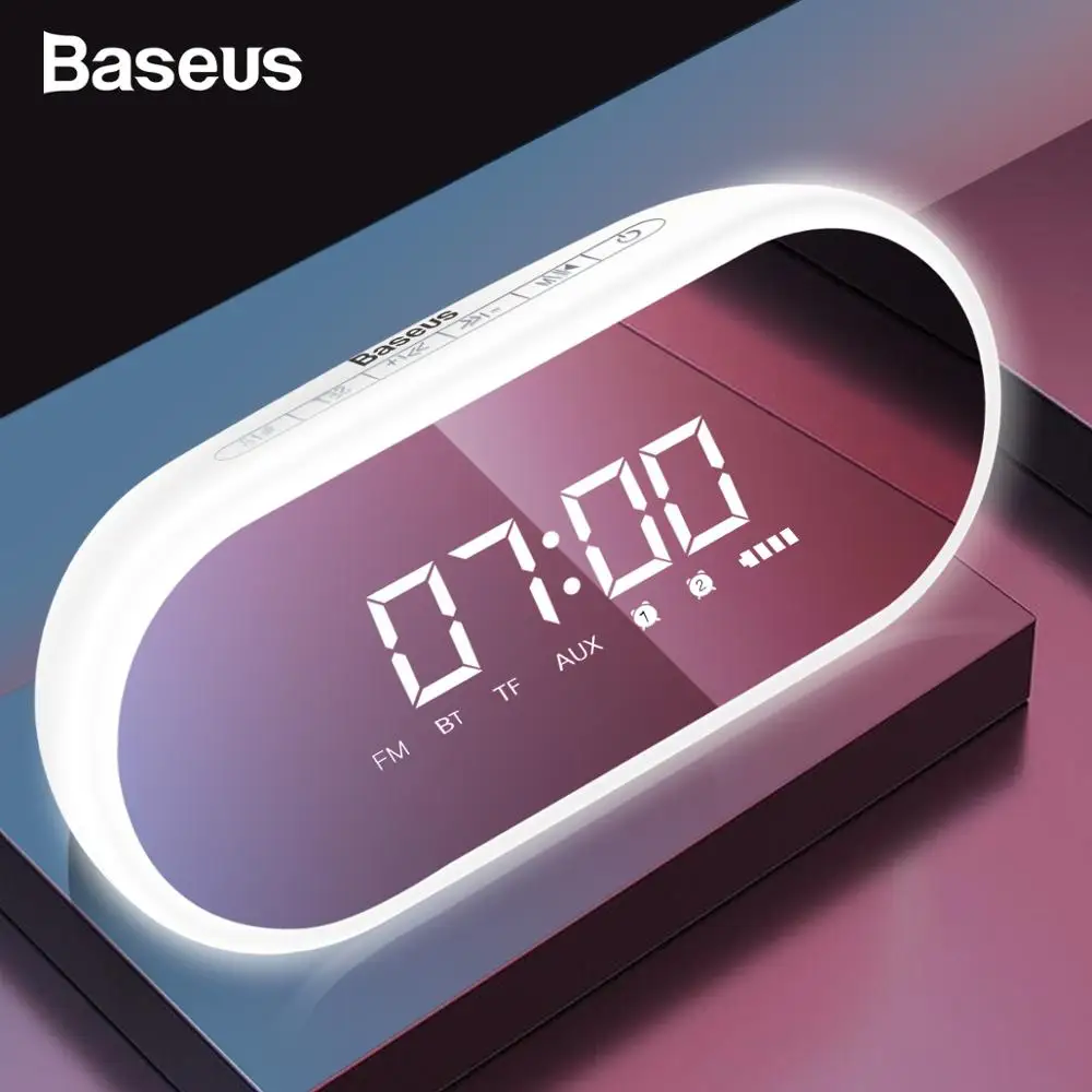 

Baseus E09 Portable Bluetooth Speaker With Alarm Clock Wireless Loudspeaker Music Surround Loud Speaker For Phone PC Computer
