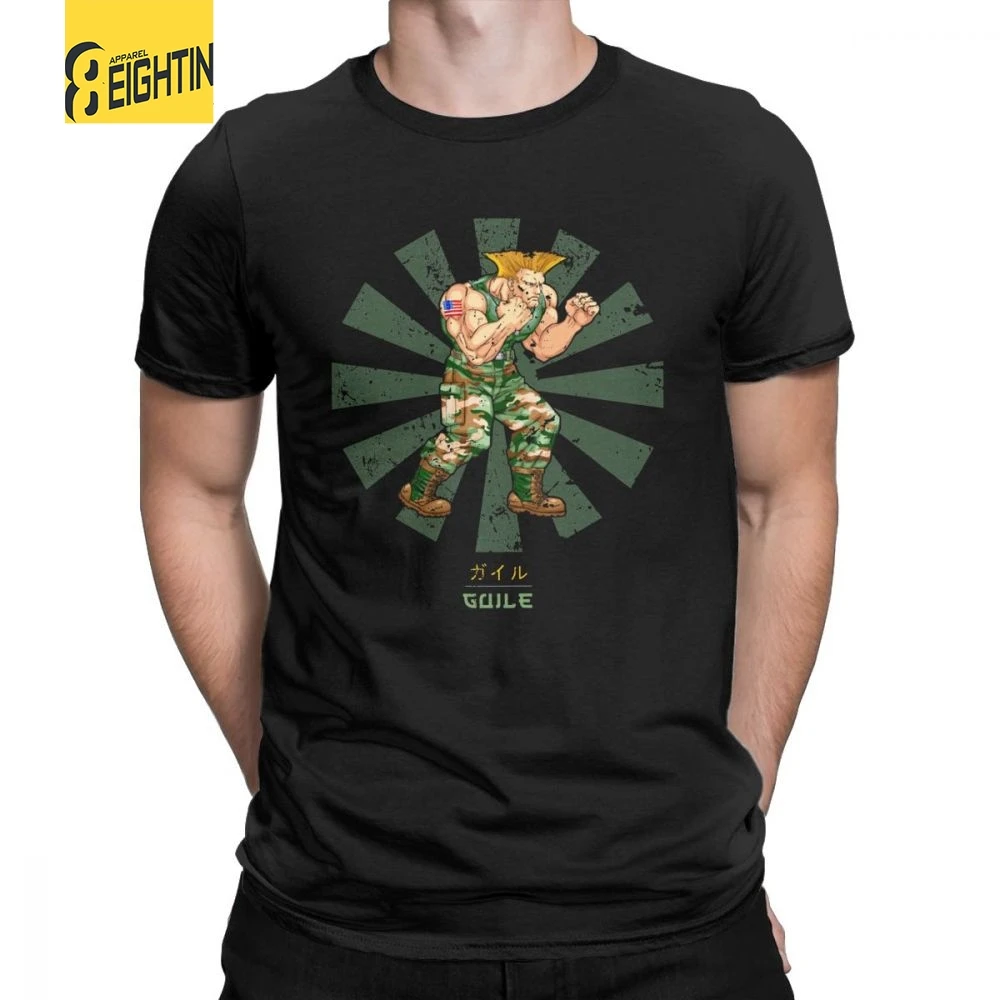 

Guile Street Fighter Retro Japanese Console Video Arcade Blanka T-Shirt Man's Short Sleeved Funky Tee Shirt Pure Cotton T Shirts