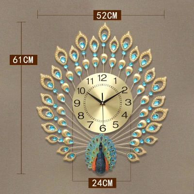 Европейские настенные металлические часы с павлином Фениксом, украшения для дома, гостиной, оригинальные кварцевые настенные часы, орнамент - Цвет: style7