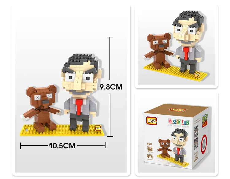 LOZ Diamant Blocs M. Bean плюшевый мишка из мультфильма Jouet Poupee фигурки строительные блоки