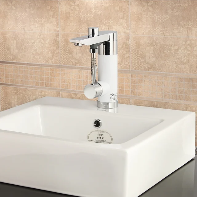 Instant Tankless 220V Electric Water Heater Faucet Cold & Hot Mixer Tap Under Water Electric Heating Kitchen Bathroom 3000W