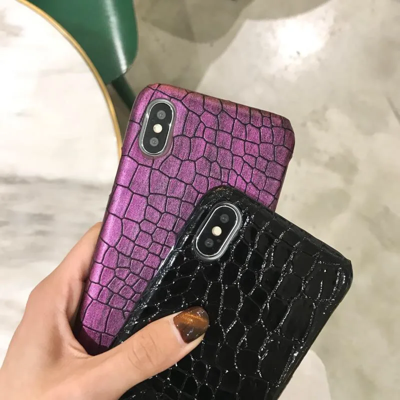 Crocodile Skin Pattern Luxury Phone Case for iPhone XS MAX Case for iPhone X XR 6 6S 7 8 Plus Case Vintage Hard PU Leather Cover09