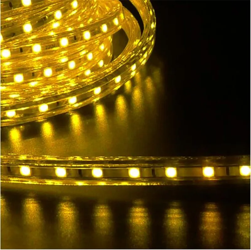  LED Strip 5050 Waterproof 220V IP66 High Voltage 230V LED Flexible Strip Power Plug 60leds/m Garden holiday party 