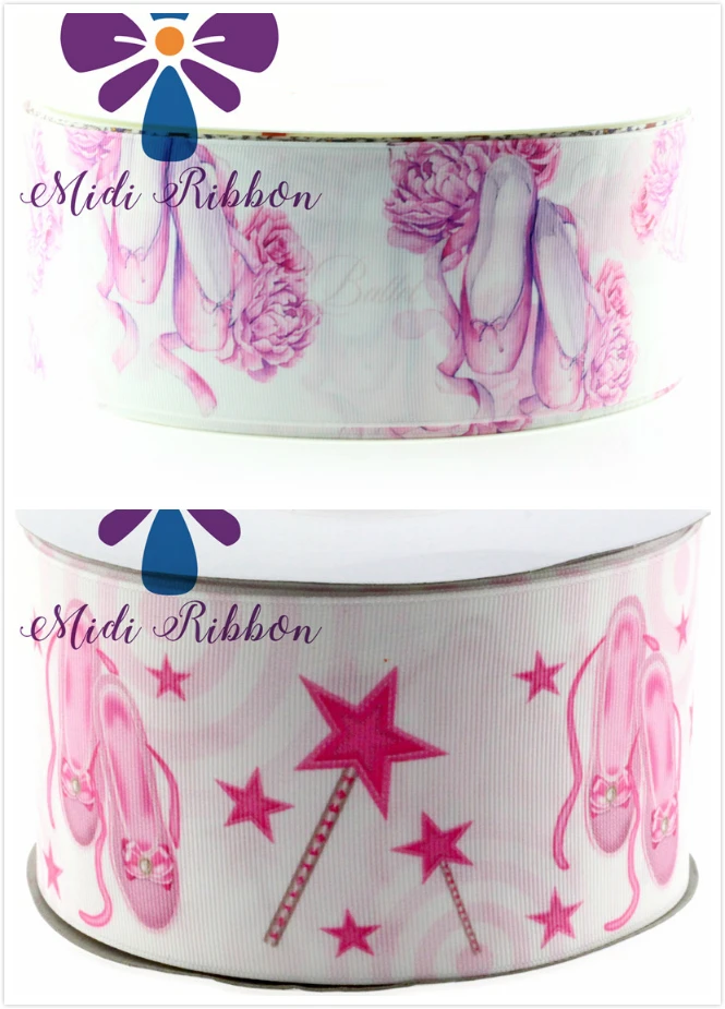

NEW 16mm-75mm Ballet Shoes Print Grosgrain Ribbon/foe 50y/lot diy large cheer hair bow clip band gift wrapping supplies