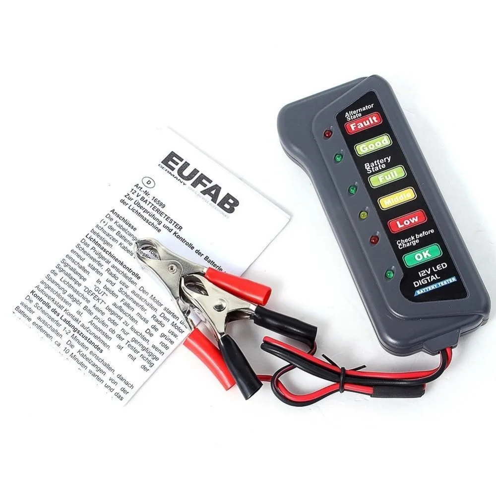 12V Car Digital Battery Tester Analyzer Auto Diagnostic Tool With LED Light New