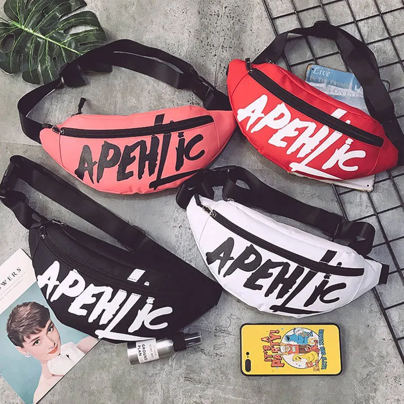 

Fashion Hip-hop Female Waist Bag Women Men Fanny Pack Belt Bag Casual Letters Shoulder Crossbody Chest Bum Bag Money Chest Bag