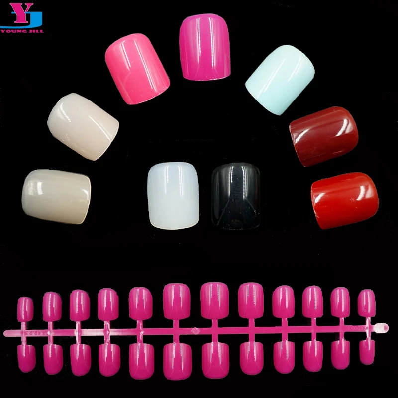 

New 5pcs/set Colorful Short Full Cover False Nail Art Tips 12 Colors ABS High Quality Fake Nails Woman Decoration Beauty Tools