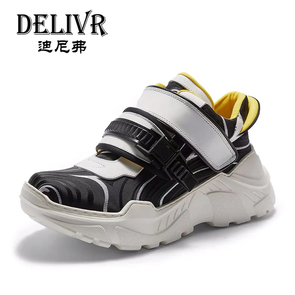 

Delivr Casual Shoes Men Breathable Spring Autumn Harajuku Genuine Leather Lovers Shoes Luxury Brand Thick Sole Mens Sneakers