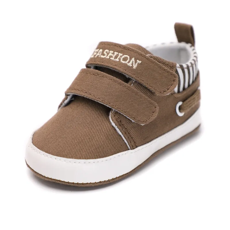 Newborn Shoes Boy Girl Shoes Sole Soft Canvas Solid Footwear for Newborns Toddler Crib Moccasins 4 Colors Available - Color: Brown