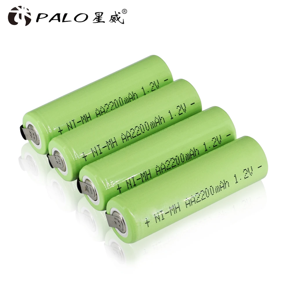 Ni-mh 1,2 V AA перезаряжаемая батарея 2200mAh nimh cell Green shell со сварочными вкладками для Электробритва Philips, зубной щетки