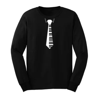

Mens Piano Tie Classic Funny Retro Music Long Sleeve T-Shirts Casual Men Tee