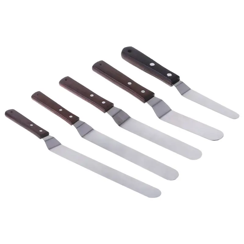 Stainless Steel Spatula Cream Butter Scraper Cake Spatulas With Wood
