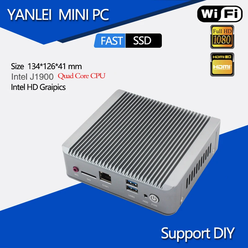 Mini font b Computer b font Desktop Celeron J1900 Quad Core CPU Micro PC 2 LAN