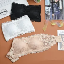 Sujetador de tubo Sexy sin tirantes para mujer, Bralette con relleno, ropa interior, Sujetador de encaje Floral, lencería recortada de banda para mujer