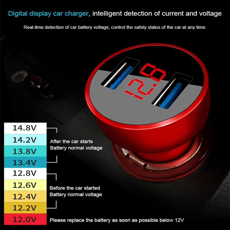 المزدوج USB شاحن سيارة 5 V 3.1A سريع الهاتف المحمول محول للشحن Universial سيارة-شاحن مع شاشة LED ل فون سامسونج غالاكسي