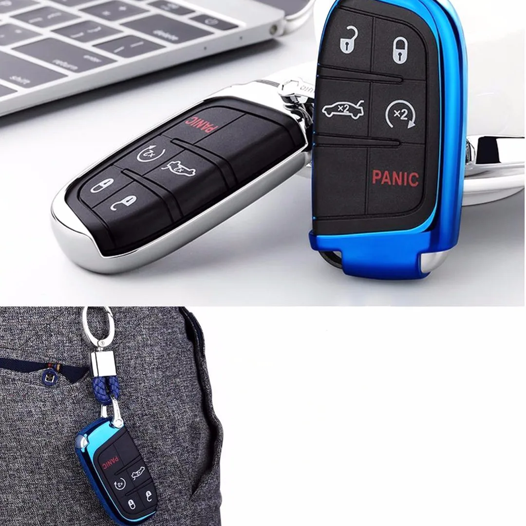

New Arrivals Remote Smart Key Fob Case Soft TPU High Quality Car Keys Cover Shell For Jeep Chrysler Dodge