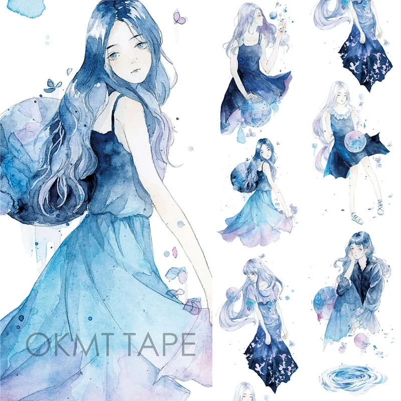 

1pc Blue My Love Girl 4.5cm X5m Washi Tape Papelaria Stickers Scrapbooking Character Decorates