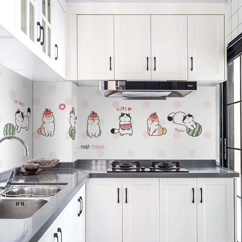 60*200cm Kitchen oil-proof wall stickers cooker high temperature waterproof tile cabinet range hood refurbished wallpaper