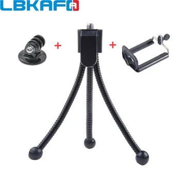 

LBKAFA 3 In 1 Mini Metal Flexible Tripod Holder Stand + Mount Adapter + Phone Clip for GoPro Hero 6 5 4 3+ for SJCAM Mijia YI