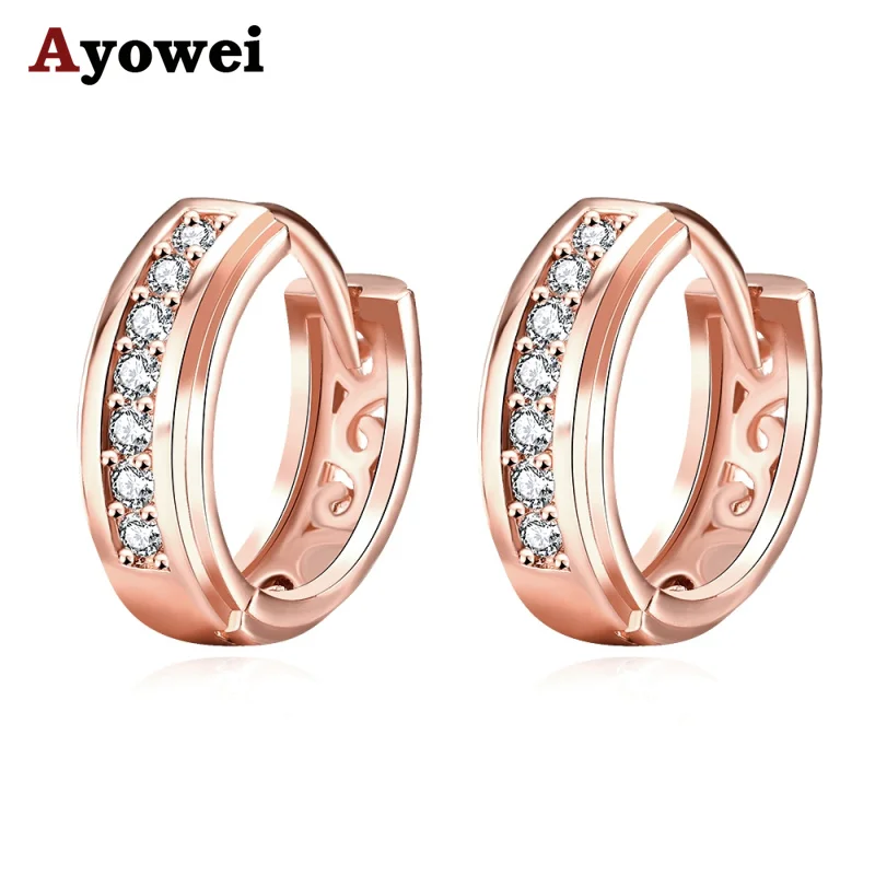 

Ayowei vintage crystal white zircon rose gold color ring earrings women fashion daily office outdoor style jewelry JE1184A