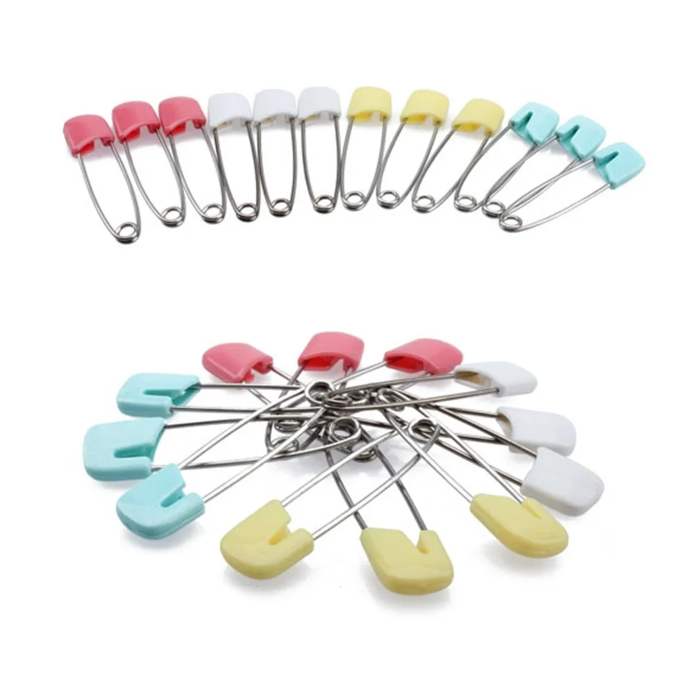 

High Quality Sewing Accessory Safety Brooch Baby Shower Cloth Diaper Pins Holder stainless steel Safety Pin 12pcs BS