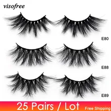 Visofree 25 пар/лот ресницы 25 мм накладные ресницы перекрестного дизайна безжалостные объемные 3D норковые ресницы мягкие драматические накладные ресницы rzesy