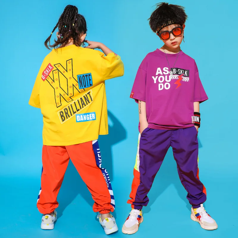 

Girls Boys Jazz Hip Hop Dance Clothes for Kids Shirt Tops Jogger Pants Ballroom Dancing Costumes Party Show Streetwear Dancewear
