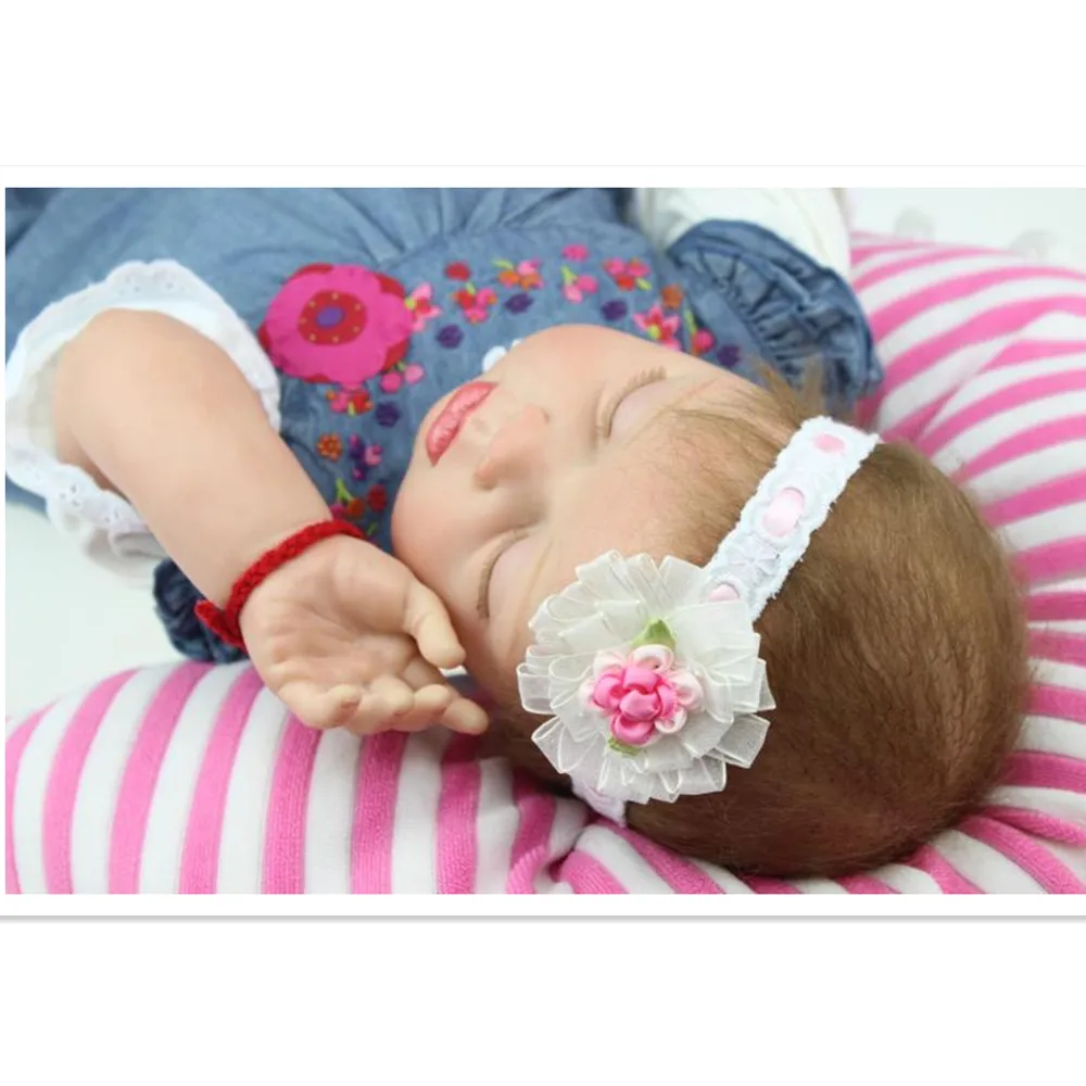 NPK коллекция 50 см силиконовые куклы Reborn Baby куклы спящие Детские куклы с джинсовыми платьями головной убор, настоящие Reborn Младенцы Bonecas