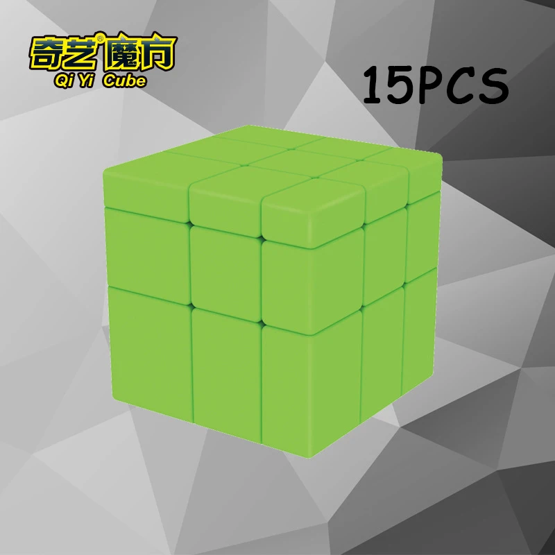 

15PCS New QiYi Green Mirror Cube Cast Coated Magic cube Professional Speed Twist Puzzle Neo Cube Education Toys For Children