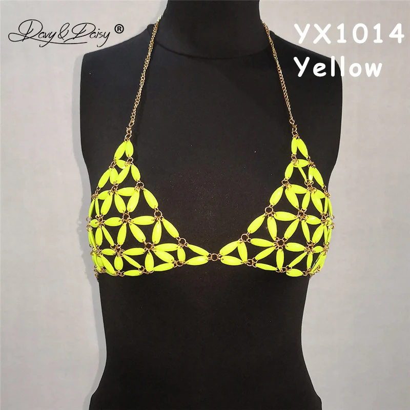 YX1014 Yellow DAVYDAISY Для женщин сексуальный бюстгальтер без косточек ручной работы бикини укороченные топы нижнее белье женское сексуальное женское белье эротические бюстгальтеры BR037 - Цвет: YX1014 Yellow