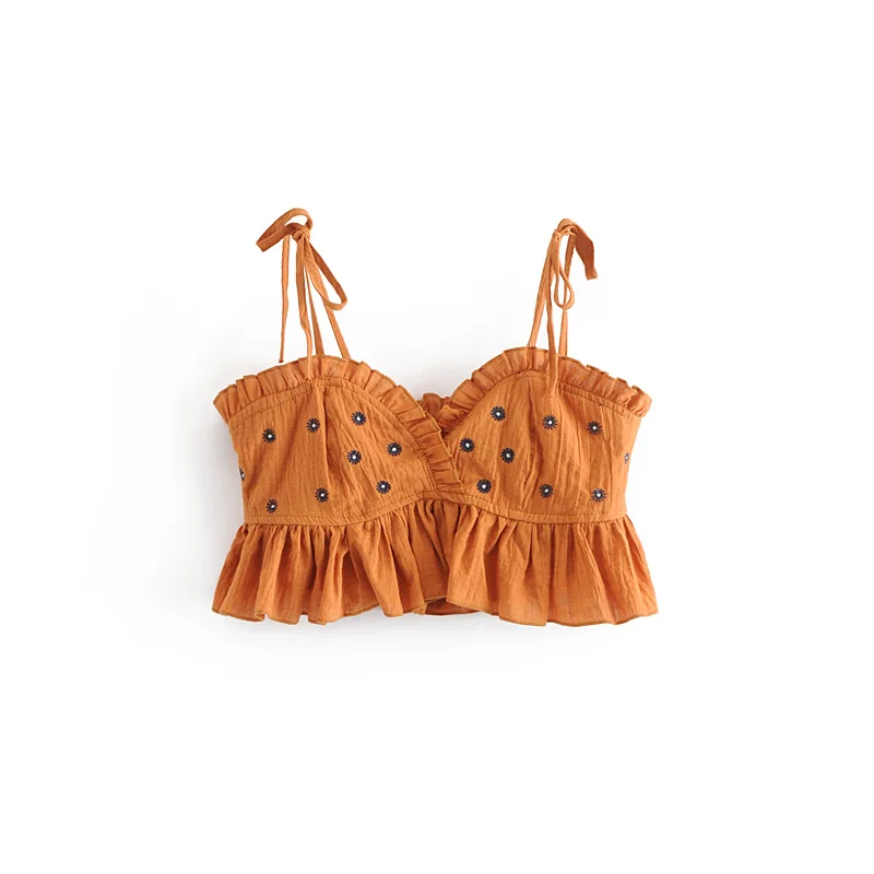 

BBWM WOMAN 2019 Summer Sexy Camis Tops Fashion Women Camisole Flowers Embrodiery Backless Tops Casual Underwear