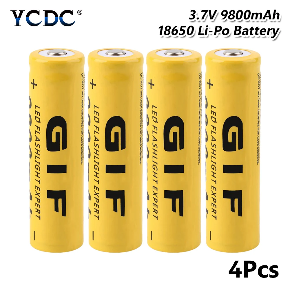 YCDC 3,7 V 9800mAh GIF 18650 Lipo аккумулятор высокой емкости с высоким разрядом для электронной сигареты - Цвет: 4 Pcs