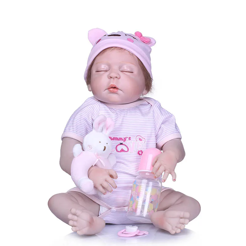 

56CM Reborn Doll Full Body Silicone Baby 3D Lifelike Jointed Newborn Toy Photography Props M09