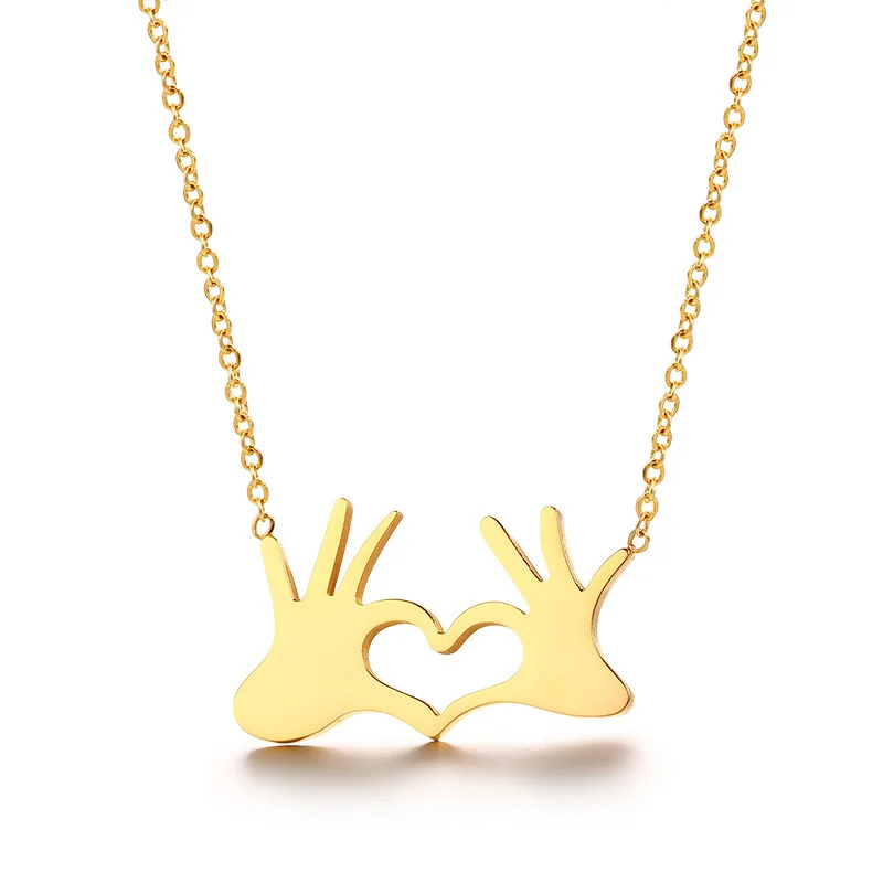 Love Symbol Hand Heart Pendant Necklace 