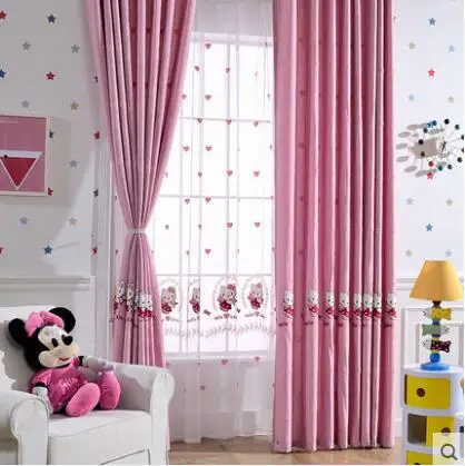 

Kids Curtain Free Shipping! Customized Size Lovely Pink KT Cat Princess Room Gril's Bedroom Pink Curtains