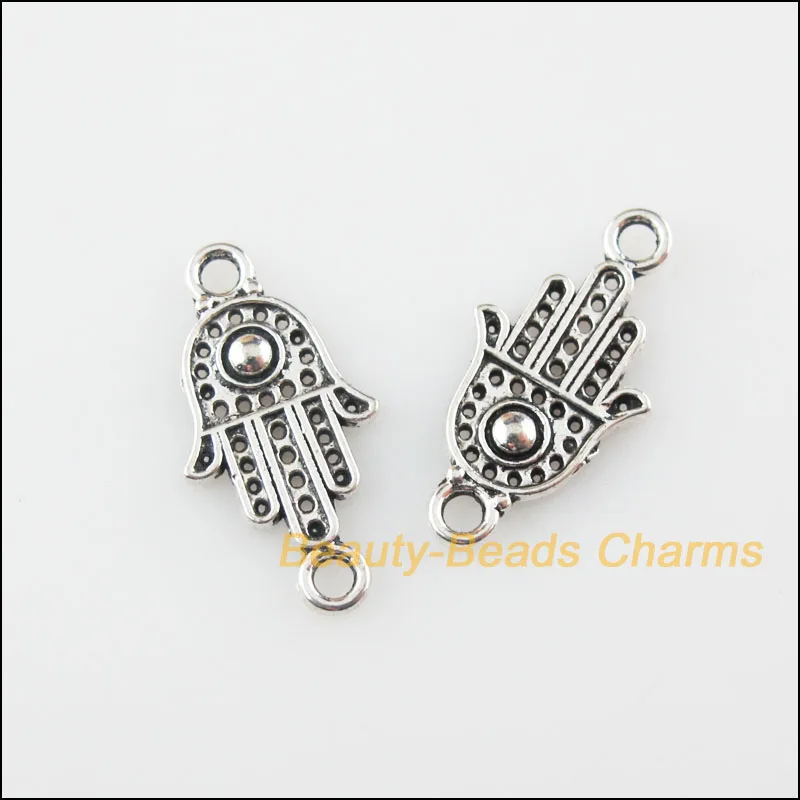 Модные 25 шт. Тибетский серебристый цвет ладонь Подвески Разъемы 10.5x20.5mm|Шармы| |