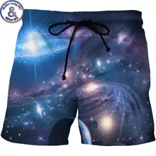 Мужские s хипстер 3D космическая галактика печатные летние быстросохнущие пляжные шорты повседневные Брендовые мужские хип-хоп пляжные шорты