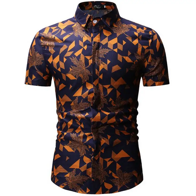 رجل الصيف الشاطئ قميص هاواي صيفي 2019 العلامة التجارية قصيرة الأكمام زائد الزهور قمصان الأوروبية حجم M-3XL 26 اللون الرجال الملابس Camisas